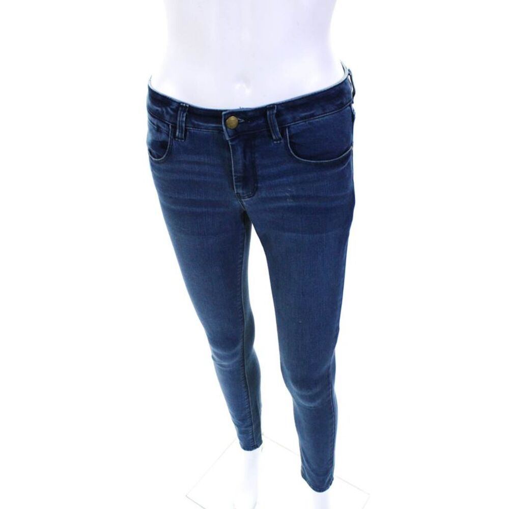 Donna Karan New York Womens Mid rise Skinny Leg Jeans Blue Cotton Size 24